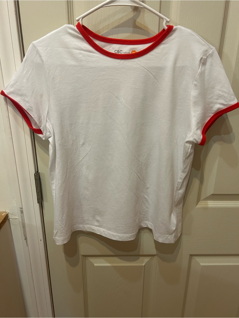 C&C California White Tee with Red Trim - Kids Short Sleeve